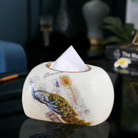 抽纸盒家居客厅简约轻奢纸巾盒美式创意高档纸盒欧式陶瓷纸抽盒用|G款椭圆形纸巾盒没有透明底片