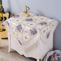 床头柜盖布欧式小桌布微波炉罩冰箱巾洗衣机罩多用防尘罩万能盖巾|乳白色小镇之花蓝 80*80两片