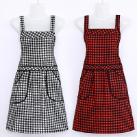 纯棉背带围裙女厨房家用做饭韩版时尚格子日系可爱公主大人围腰