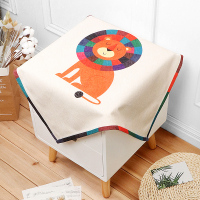 棉麻床头柜盖布防尘罩电视机冰箱微波炉罩布艺小桌布多用万能盖巾|米白色狮子王 80x80cm