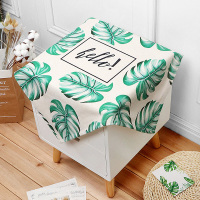 棉麻床头柜盖布防尘罩电视机冰箱微波炉罩布艺小桌布多用万能盖巾|墨绿色北欧叶 60x60cm
