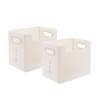 高中书本桌面整理箱盒架a4书籍收纳箱收纳神器装书书箱折叠可塑料|小号收纳盒-白色（2个装） 大号（32x22x25cm）