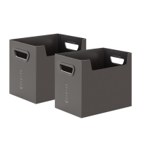 高中书本桌面整理箱盒架a4书籍收纳箱收纳神器装书书箱折叠可塑料|大号收纳盒-咖啡(2个装) 大号(32x22x25cm)