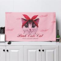 电视机罩子棉麻家用布艺防尘罩套55英寸挂式盖布液晶曲面电视盖巾|玫红色发带猫 58英寸