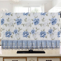 布艺电视机罩盖布防尘罩中式布艺盖巾42寸50寸55寸65寸液晶电视套|牡丹-蓝色 60英寸