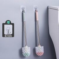 马桶刷家用洗厕所刷子卫生间长柄软毛清洁刷坐便器无死角清洁套装|2只装-不锈钢简易装(送2挂钩)