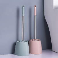 马桶刷家用洗厕所刷子卫生间长柄软毛清洁刷坐便器无死角清洁套装|2只装-三角款(不锈钢杆带底座)