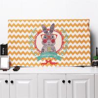 电视机罩子棉麻家用布艺防尘罩套55英寸挂式盖布液晶曲面电视盖巾|桔色眼镜兔 42英寸