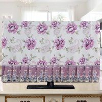 布艺电视机罩盖布防尘罩中式布艺盖巾42寸50寸55寸65寸液晶电视套|牡丹-紫色 60英寸