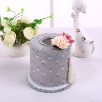 欧式田园蕾丝面包式布艺纸巾盒卷纸抽餐巾套家居车抽纸盒|莫言灰色 大盒