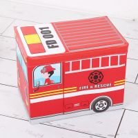 儿童玩具收纳箱 布艺可折叠收纳盒宝宝衣物整理箱储物箱大号加厚|红色消防车厢