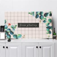 电视机罩子棉麻家用布艺防尘罩套55英寸挂式盖布液晶曲面电视盖巾|方格圆叶 58英寸