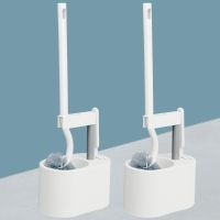 马桶刷无死角洗厕所刷子长柄角创意挂墙式家用卫生间清洁套装|带底座白色2套