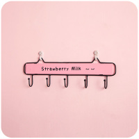 少女心挂钩一排长条粘钩可爱创意装饰衣服壁挂墙壁玄关无痕进门后|StrawberryMilk(中号)5钩