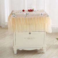 豆莱家饰布艺蕾丝床头柜罩防尘罩床头柜罩多用巾小台布万能盖巾|米桃花床头柜罩 40*55床头柜可用