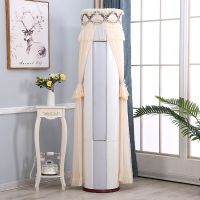 圆柜机空调罩圆柱形立式空调罩蕾丝布艺防尘罩开机不取四季通用|花环米白纱红花 海尔帝尊扬子176高