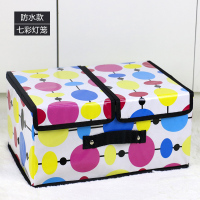 无纺布双盖衣服收纳箱布艺桌面有盖可折叠收纳盒储物箱整理箱大号|七彩灯笼 大号50*30*25cm