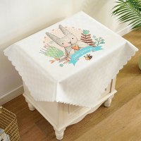 床头柜盖布北欧简约布艺微波炉防尘罩床头防尘桌布盖巾冰箱防尘布|床头柜盖布-爱心小兔 55*55cm