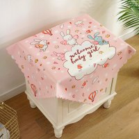 床头柜盖布北欧简约布艺微波炉防尘罩床头防尘桌布盖巾冰箱防尘布|床头柜盖布-宝贝兔 80*80cm