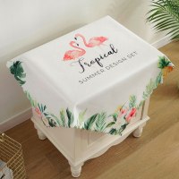 床头柜盖布北欧简约布艺微波炉防尘罩床头防尘桌布盖巾冰箱防尘布|床头柜盖布-火烈鸟 80*80cm