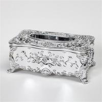 纸巾盒欧式客厅创意抽纸盒奢华家用纸抽盒ktv茶几桌面摆件餐巾盒|裸银玫瑰