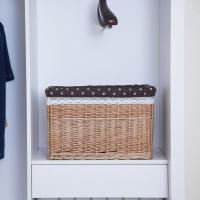 大号柳编藤编收纳筐收纳箱藤编筐收纳篮储物篮箱整理箱藤编|无盖原色+深咖布 中号