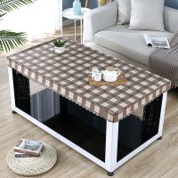 烤火罩长方形防水皮罩茶几桌布防油防烫取暖电炉罩电暖炉防尘罩套|断点格子咖 85*85*PU皮盖