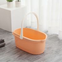 塑料老式墩布桶旋转拧水单桶家用手动挤水桶手压地拖桶拖地拖把桶|海绵拖把桶橘红色