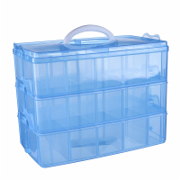 大号多层透明胶带储物整理箱乐高积木玩具收纳箱指甲油公章收纳盒|(天空蓝)(特大号) 指甲油收纳盒(加厚加高款)