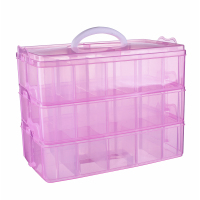 大号多层透明胶带储物整理箱乐高积木玩具收纳箱指甲油公章收纳盒|(萝莉粉)(特大号) 指甲油收纳盒(加厚加高款)