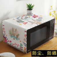 微波炉罩防尘罩通用烤箱罩北欧防油美的冰箱洗衣机布艺盖布盖巾|花环小兔 130*50cm(中小冰箱/洗衣机通用)