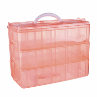 大号多层透明胶带储物整理箱乐高积木玩具收纳箱指甲油公章收纳盒|(活力橙)(特大号) 指甲油收纳盒(加厚加高款)