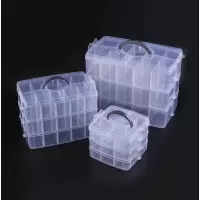 大号多层透明胶带储物整理箱乐高积木玩具收纳箱指甲油公章收纳盒|3件套水晶白(小号大号特大号) 指甲油收纳盒(加厚加高款)