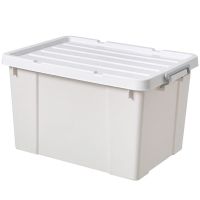 透明塑料收纳箱特大号衣服被子玩具储物箱零食整理箱收纳盒三件套|象牙白[高品质] 大号380:长39宽28高22厘米