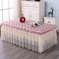 客厅茶几桌布餐桌台布床头柜防尘罩子蕾丝多用盖巾布艺茶几套欧式|如意红加腰美人沙款 140*80*40cm