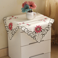 欧式蕾丝布艺镂空花边床头柜白色方桌布遮盖防尘罩多用盖布空调罩|172红花 正方:56*56cm(无中心花)