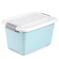 超大号收纳箱车载家用衣服储物箱书本玩具整理箱加厚塑料收纳盒子|北欧蓝[升级加厚款] 实惠推荐套装(2*120L)