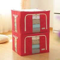 衣柜装衣服收纳箱布艺牛津布大号整理盒箱子可折叠衣物袋家用神器|红点[牛津布] 100L[4个装]送130L棉被袋