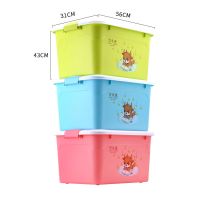 大号塑料收纳箱衣服被子整理箱加厚装书收纳盒有盖被子储物箱子|小鹿随机混色 三个小号箱子F