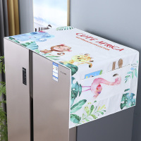 冰箱防尘罩棉麻双开门滚筒布单保护顶防水防晒洗衣机盖布多用|防水防尘--动物王国 60*140cm法式多开门冰箱通用