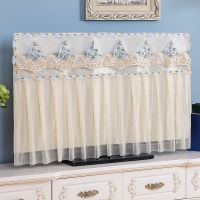 开机不取蕾丝液晶电视机罩50寸电视防尘罩55寸65台壁挂通用电视罩|无痕魔贴款-三朵花蓝 52英寸