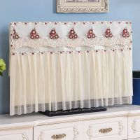 开机不取蕾丝液晶电视机罩50寸电视防尘罩55寸65台壁挂通用电视罩|无痕魔贴款-三朵花红 46英寸47英寸