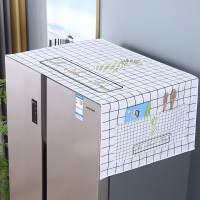 冰箱防尘罩棉麻双开门滚筒布单保护顶防水防晒洗衣机盖布多用|防水防尘--格子仙人掌 55*140cm单开冰箱/滚筒洗衣机通
