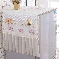 新款冰箱巾盖布欧式蕾丝单门双开门防尘布洗衣机罩布滚筒通用加厚|清新--粉色 单开门冰箱巾/洗衣机罩55*140