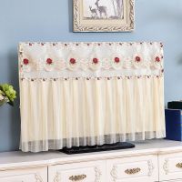 开机不取蕾丝液晶电视机罩50寸电视防尘罩55寸65台壁挂通用电视罩|无痕魔贴款-镜中花红 32英寸