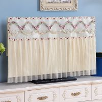 开机不取蕾丝液晶电视机罩50寸电视防尘罩55寸65台壁挂通用电视罩|包边款-花篮红 65英寸