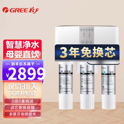 格力(GREE)净水器 3年免换芯净水器家用直饮RO反渗透净水机厨房自来水过滤器WTE-PC16-5X608A