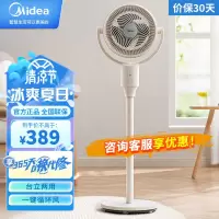 美的(Midea)落地扇循环扇上下上下左右摇头台地两用定时四挡一键空气循环熏香FGA24UJR家用电风扇遥控 白色