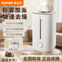 苏泊尔(SUPOR)加湿器4.5L水箱卧室家用婴儿办公室桌面宿舍大雾量蒸发喷雾器小型空气净化EHTW-22A-350