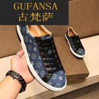 GUFANSA法国奢侈品牌 欧洲上流名士高端品牌法国奢侈品牌 欧洲上流名士高端品牌酷奇牛仔布帆布鞋男百搭透气休闲鞋202